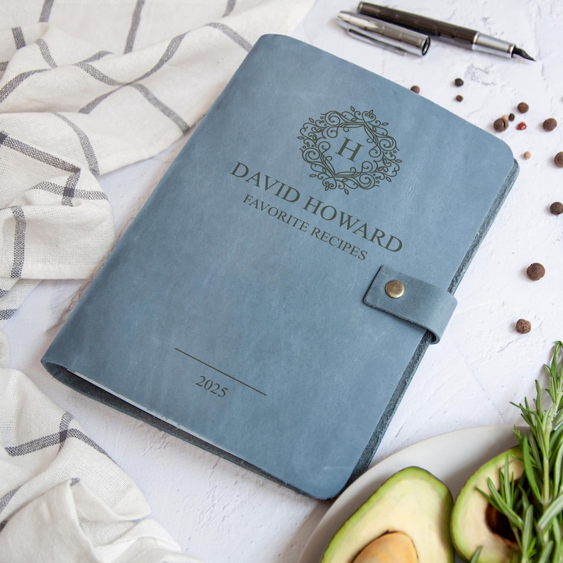 Personalized Recipe Book Leather CookBook Recipe Binder Family Heirloom Housewarming Bridal Shower Gift Wedding Gift for Couple Christmas image 17