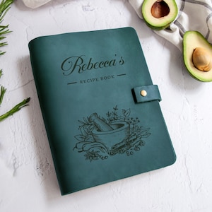 Personalized Recipe Book Leather CookBook Recipe Binder Family Heirloom Housewarming Bridal Shower Gift Wedding Gift for Couple Christmas image 12
