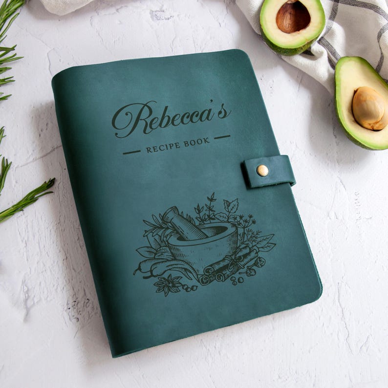 Personalized Recipe Book Leather CookBook Recipe Binder Family Heirloom Housewarming Bridal Shower Gift Wedding Gift for Couple Christmas image 12