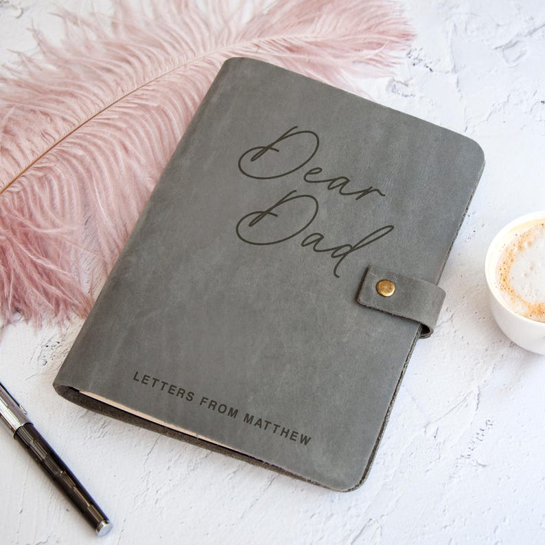 Personalized Dear Dad Journal, Letters to Dad Leather Notebook, Fathers Day Gift, Memory Book, Dad Gift from Kids, Dads Birthday Gift image 2