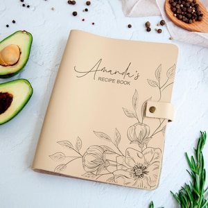 Pasta de receitas de família/Livro de receitas personalizado/Livro de receitas de couro e divisórias/Presente de Natal para filha, mãe e irmã