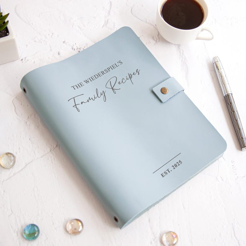 Personalized Recipe Book Leather CookBook Recipe Binder Family Heirloom Housewarming Bridal Shower Gift Wedding Gift for Couple Christmas image 7