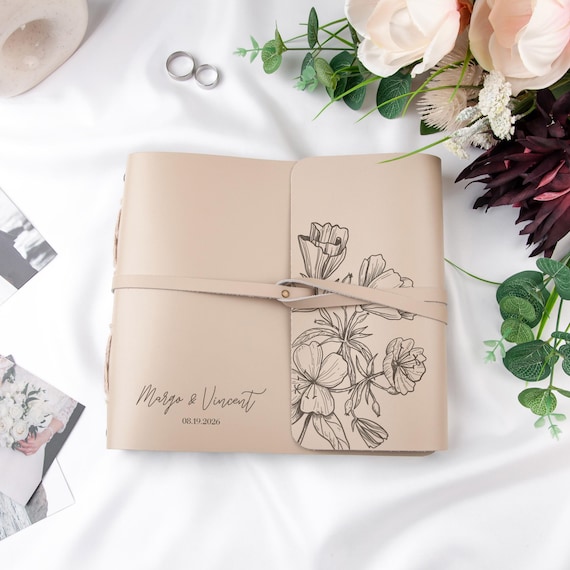 Wedding Photo Album Personalized Photo Album Leather Photo Album Rustic Wedding Gift for Couple Custom Photo Book Travel Album Memory Book