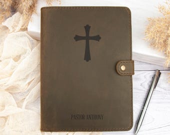 Vatertagsgeschenk - personalisiertes Gebetstagebuch, christliches Geschenk für Männer, religiöses Journal aus Leder, Pastorgeschenk, religiöse Geschenke für Priester