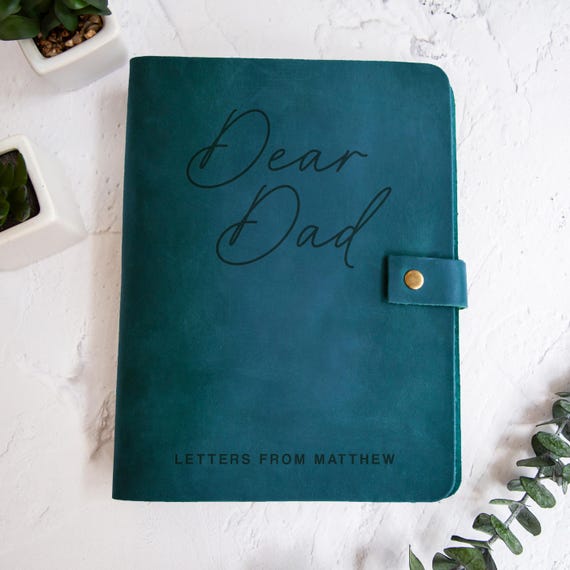 Personalized Dear Dad Journal, Letters to Dad Leather Notebook, Fathers Day Gift, Memory Book, Dad Gift from Kids, Dads Birthday Gift