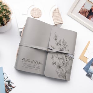 Wedding Photo Album Personalized Photo Album Leather Photo Album Rustic Wedding Gift for Couple Custom Photo Book Travel Album Memory Book image 12