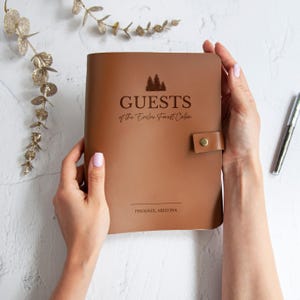 Livre d&#39;or pour cabane en cuir, livre de bienvenue personnalisé pour maisons de vacances Livre d&#39;or pour maisons de vacances, livre d&#39;or AirBnB personnalisé, décoration de cabine