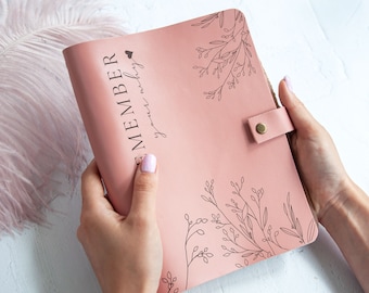 Carnet de notes personnalisé en cuir avec citation de fleurs Journal inspirant Rappelez-vous pourquoi Citation motivante Cadeau pour femme
