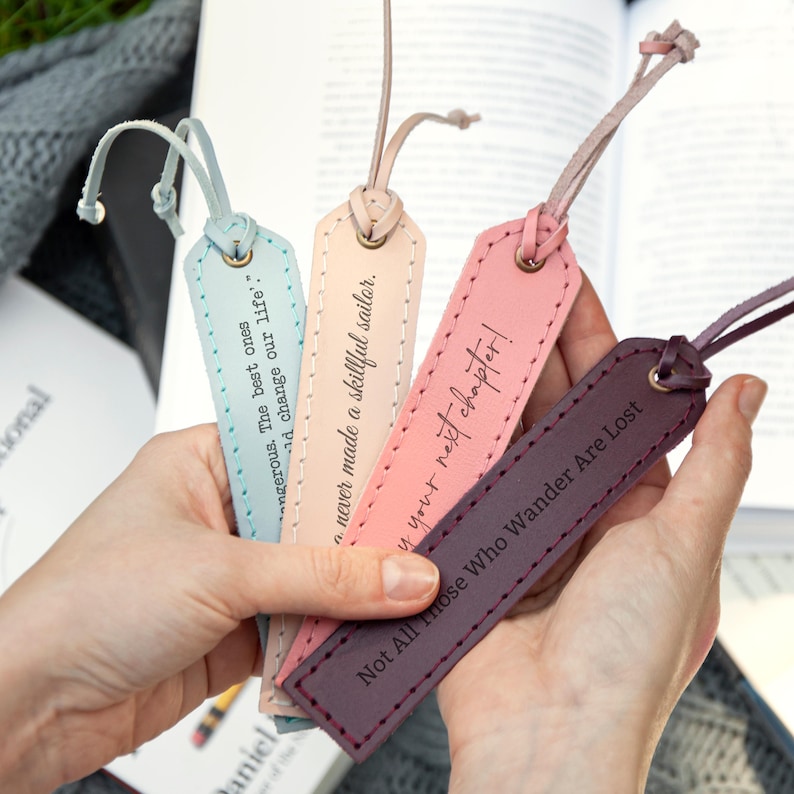 Personalized Leather Bookmark, Book Lover, Leather Anniversary