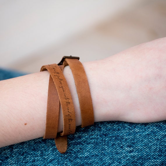 Personalized leather wrap on sale bracelets