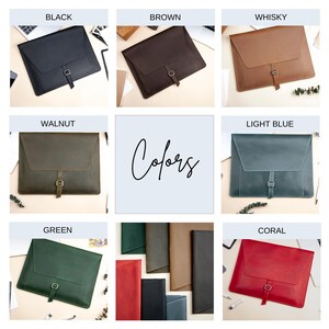 Genuine Leather Folder, Business Organiser with Binder, A4 Document Folder, Laptop Bag with Zip, Brown