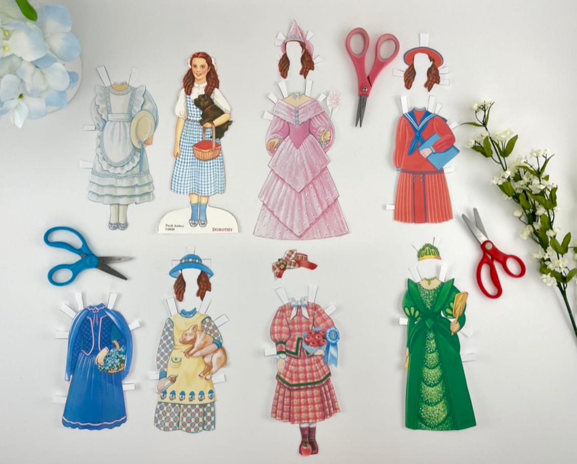 Wizard of Oz Paper Doll Set-instant Download, Colored and Black & White ...