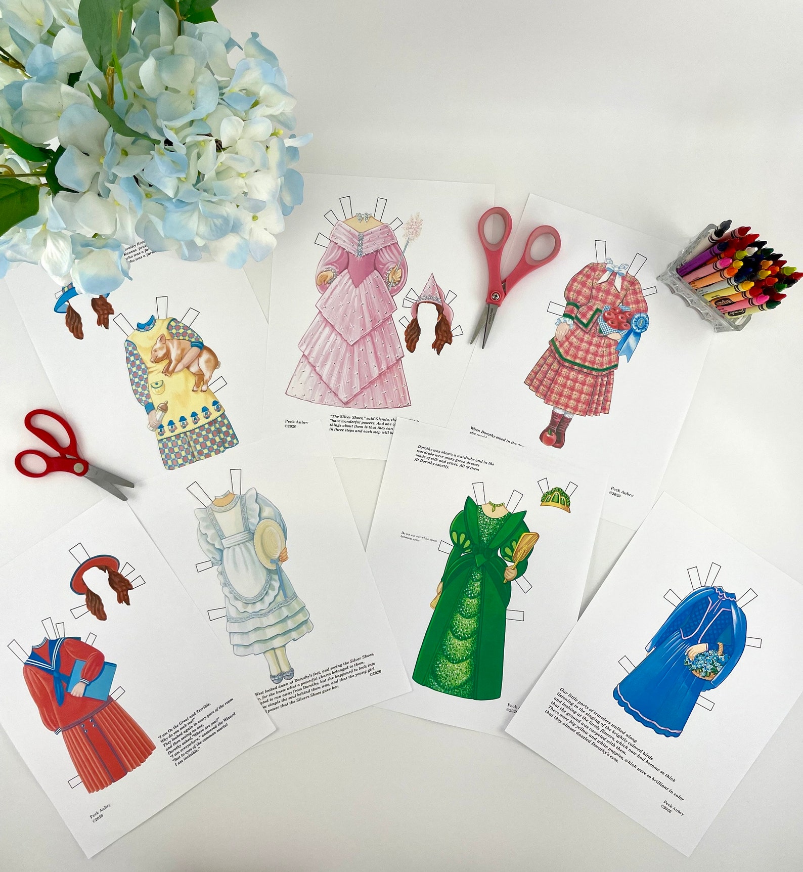 Wizard of Oz Paper Doll Set-instant Download, Colored and Black & White ...