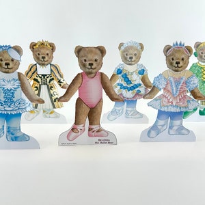 Printable Ballet Bear Paper Doll- DIY craft & interactive play sets inspired by Swan Lake, Nutcracker and Sleeping Beauty Ballet outfits