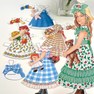 Girl Paper Doll-Papers Doll-Fashions-Pretend Play-Instant Download-Printable-DIY Craft-Vintage Toy-County Fair-Homeschool