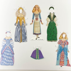 Cinderella Fairy Tale Paper Doll-Instant Printable Download-Dress Up Paper Doll-Coloring Pages-Prince Charming-Step Sisters