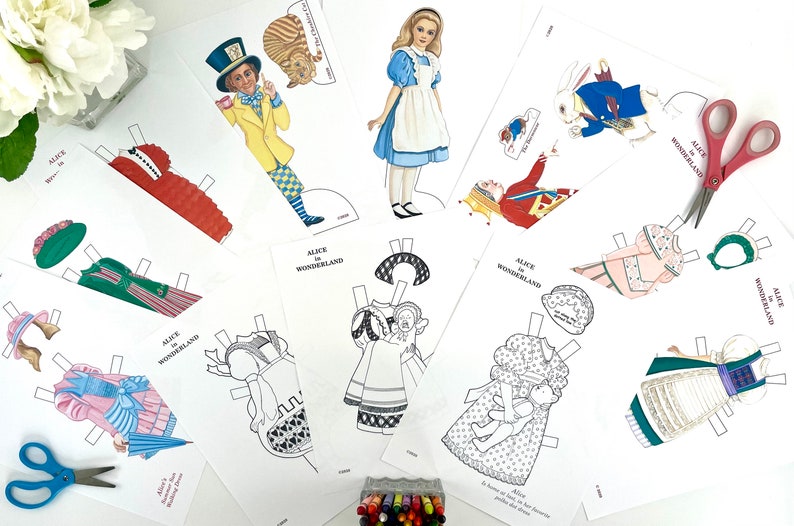 Alice in Wonderland Paper Dolls – DIY Craft Kit (instant Download) - Etsy