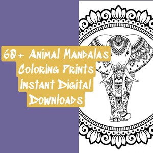 Over 60 Animal Mandalas Coloring Print Pages Instant Download