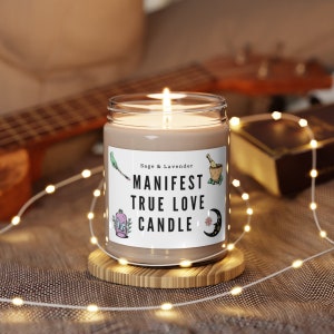 100% Natural Soy Wax Manifest True Love Sage & Lavender Scented Soy Candle, 9oz