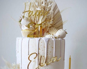 ⭐New Acrylic Gold Cake Topper for Happy Birthday Cake Decoration ⭐
