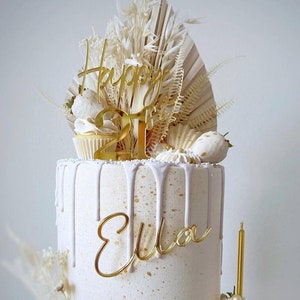 Adorno acrílico para tarta de cumpleaños número 21 y dije con nombre, decoraciones acrílicas