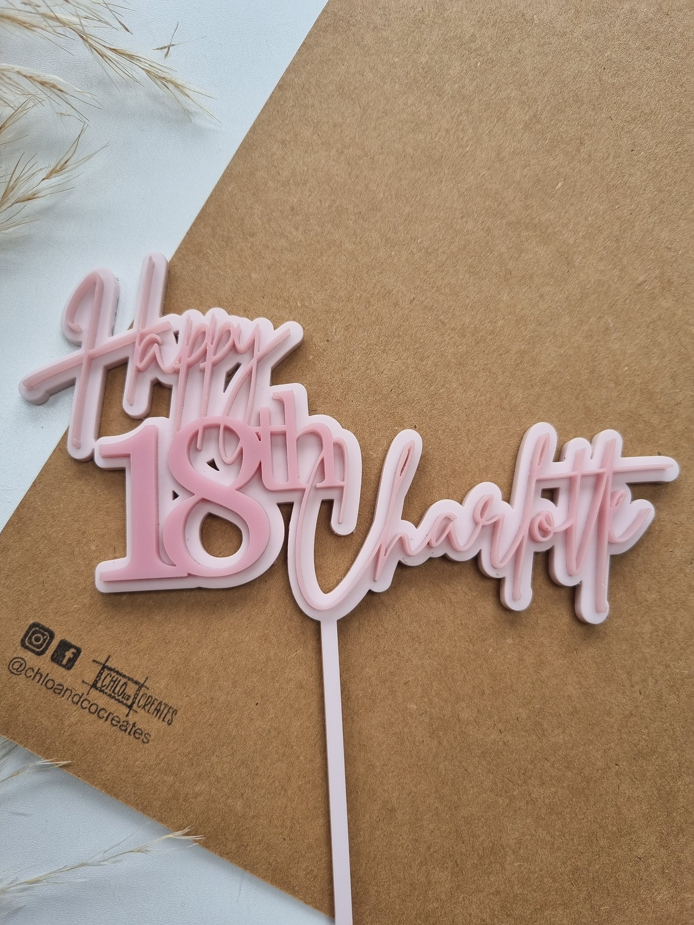 Acrylic Happy 18th Birthday Cake Topper and Name Cake Charm, 18th ...