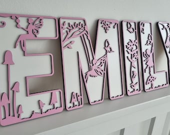 Personalised Wooden Fairy Name Sign: Nursery Decor, Girls Bedroom