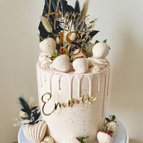 Happy Birthday Cake Topper Aus Schwarzem Glitzer – Mit Bambus-Stiel – Für Kuchen, Cupcakes Oder Deko