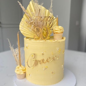 Acrylic Happy 30th Birthday cake topper and name cake charm, gold mirror cake topper, 30th birthday cake decorations, acrylic cake toppers