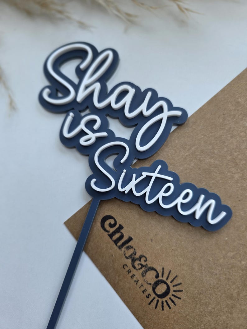 Acrylic Name is Age Cake Topper, Personalised 16th Cake Topper, is ...