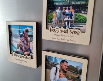 Personalised Father&#39;s Day photo frame, fathers day photo magnet, fridge magnets, Dad gifts dad birthday gift, best dad ever, best daddy gift