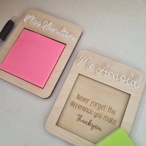 Teacher gift, personalised sticky note holder, post it note holder, end of term gift, teacher end of year gift, male teacher gifts