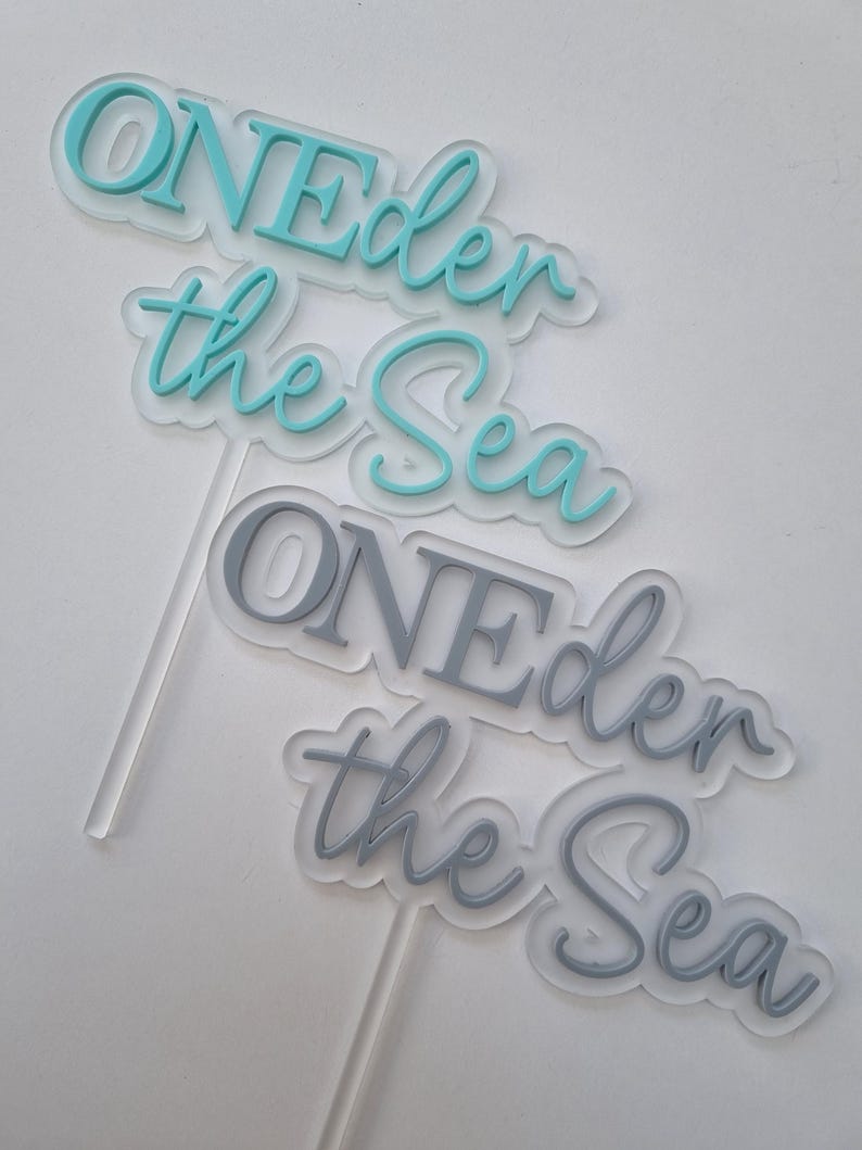 Adorno acrílico para pastel "Onder the Sea", adorno para pastel de primer cumpleaños, adorno para pastel "Is One", adorno para pastel con temática marina, fiesta bajo el mar imagen 7