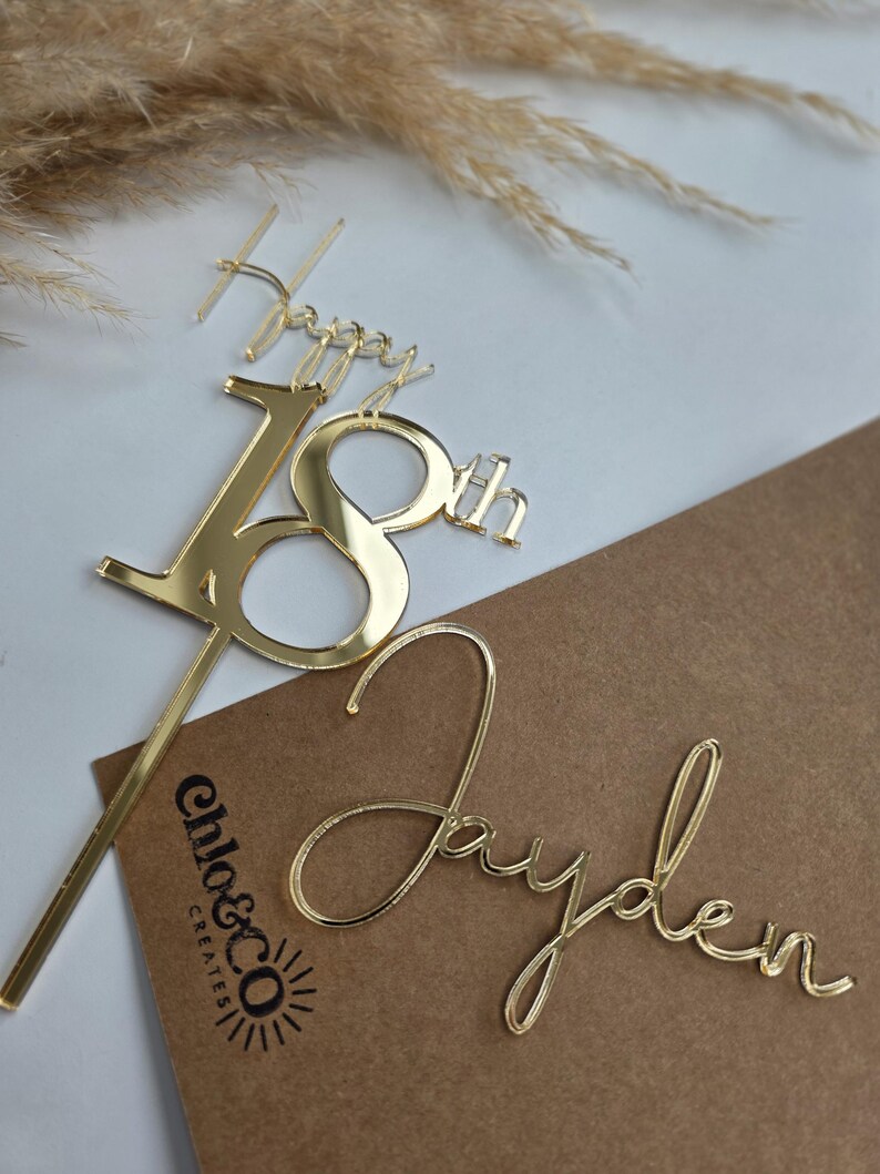 Acrylic 18th Birthday Cake Topper and Name Charm Set - Etsy