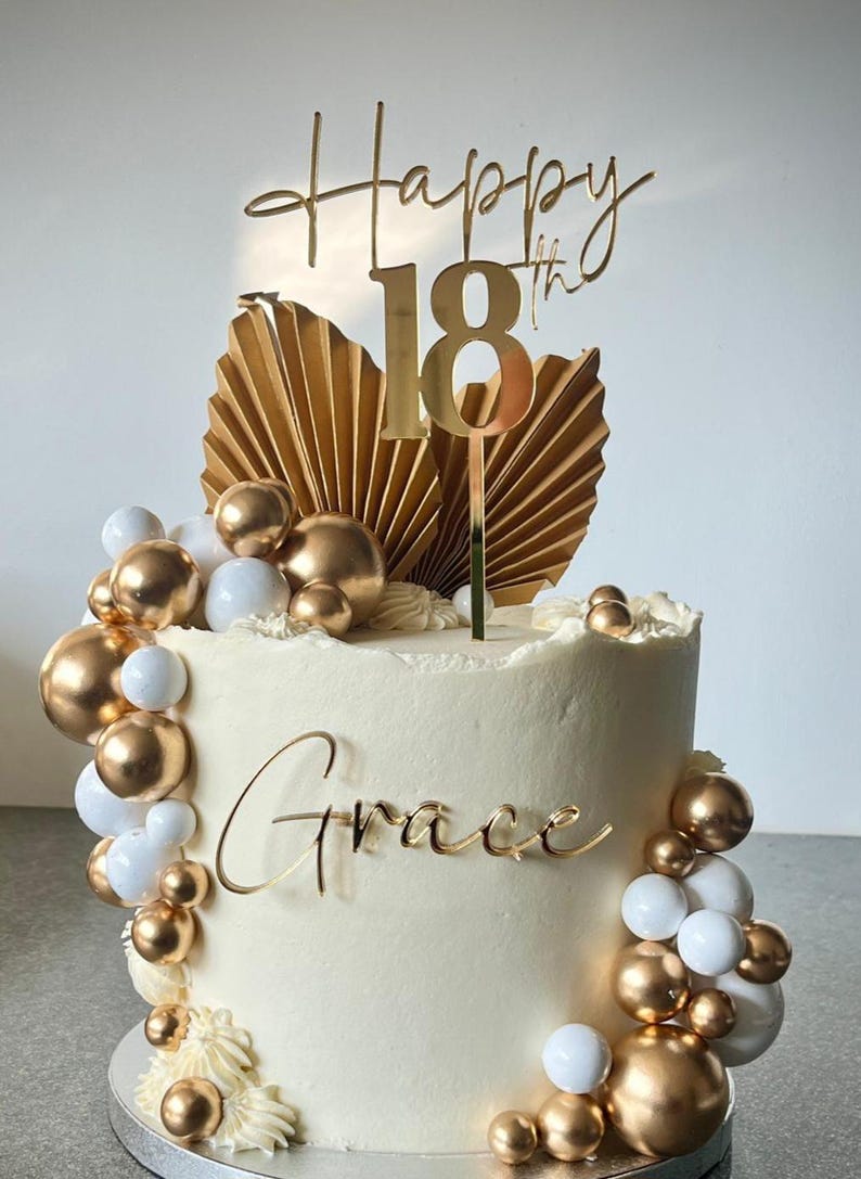 Acrylic Happy 18th Birthday Cake Topper and Name Charm - Etsy