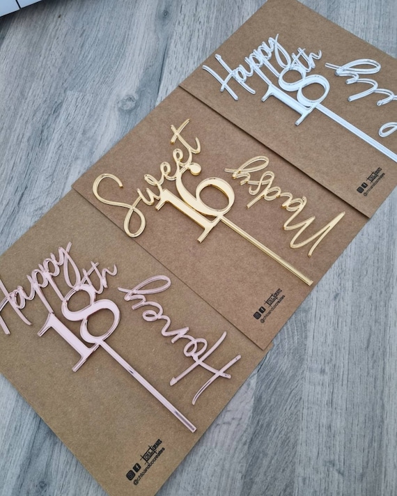 Acrylic Happy 80th Birthday Cake Topper And Name Cake Charm, Gold Mirror Cake Topper, 80th Birthday Cake Decorations, Acrylic Cake Toppers - Israel - View #10