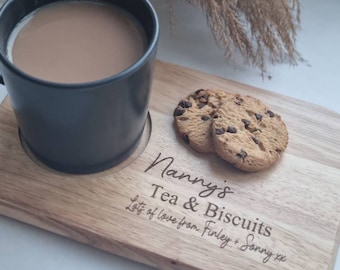 Personalised tea and biscuit board, nanny's tea and biscuits, nanny christmas gift, nana gift, gift for nan, tea and biscuits letterbox gift