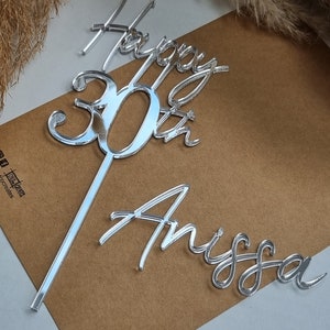 Thirty Acrylic Various Gold Silver Black Pink Rose Gold 30th