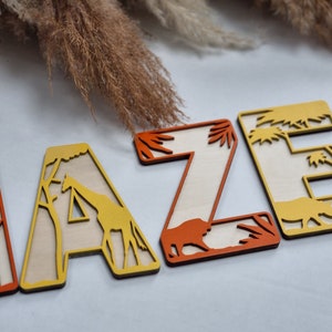 Wooden safari room sign, jungle nursery decor, safari theme nursery, safari nursery decor, personalised wall sign, name sign, safari animals
