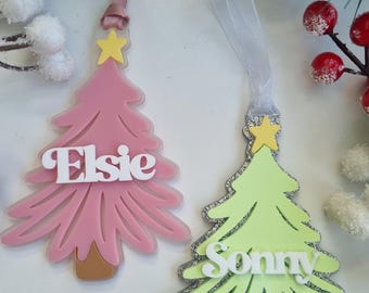 Personalised christmas tree ornament, acrylic christmas decorations, christmas tags, children's gifts, christmas tree bauble