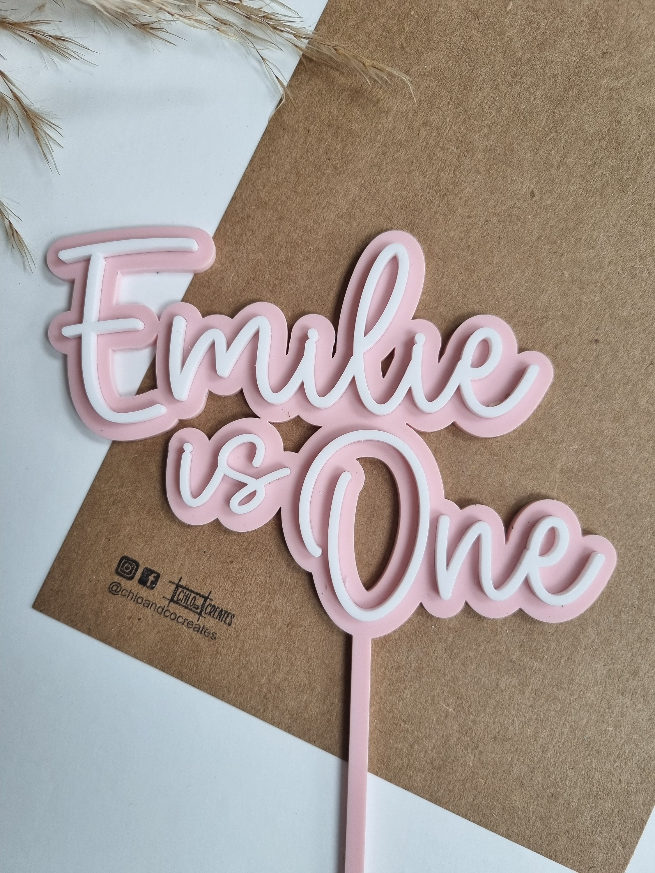 Acrylic name is age cake topper, personalised first birthday cake topper, is one cake topper, double layer cake topper, acrylic cake decor