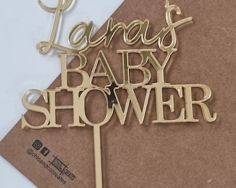 Personalised baby shower cake topper, baby shower cake decorations, gold mirror cake topper, acrylic cake toppers, baby shower keepsake