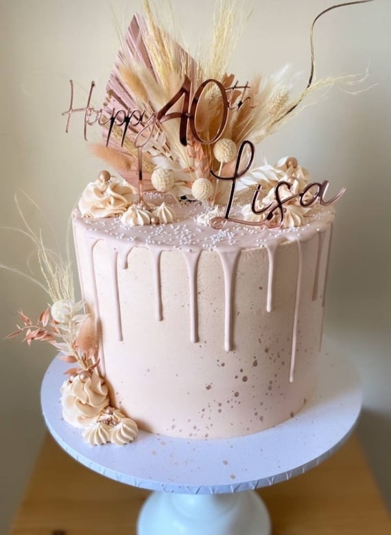 Decorazione Per Torta "Happy Birthday" In Acrilico Oro, 14x10 Cm, Riutilizzabile E Lavabile