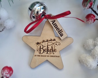Personalised Believe Bell, christmas believe bell, believe in the magic of christmas, christmas eve box filler, christmas eve tradition