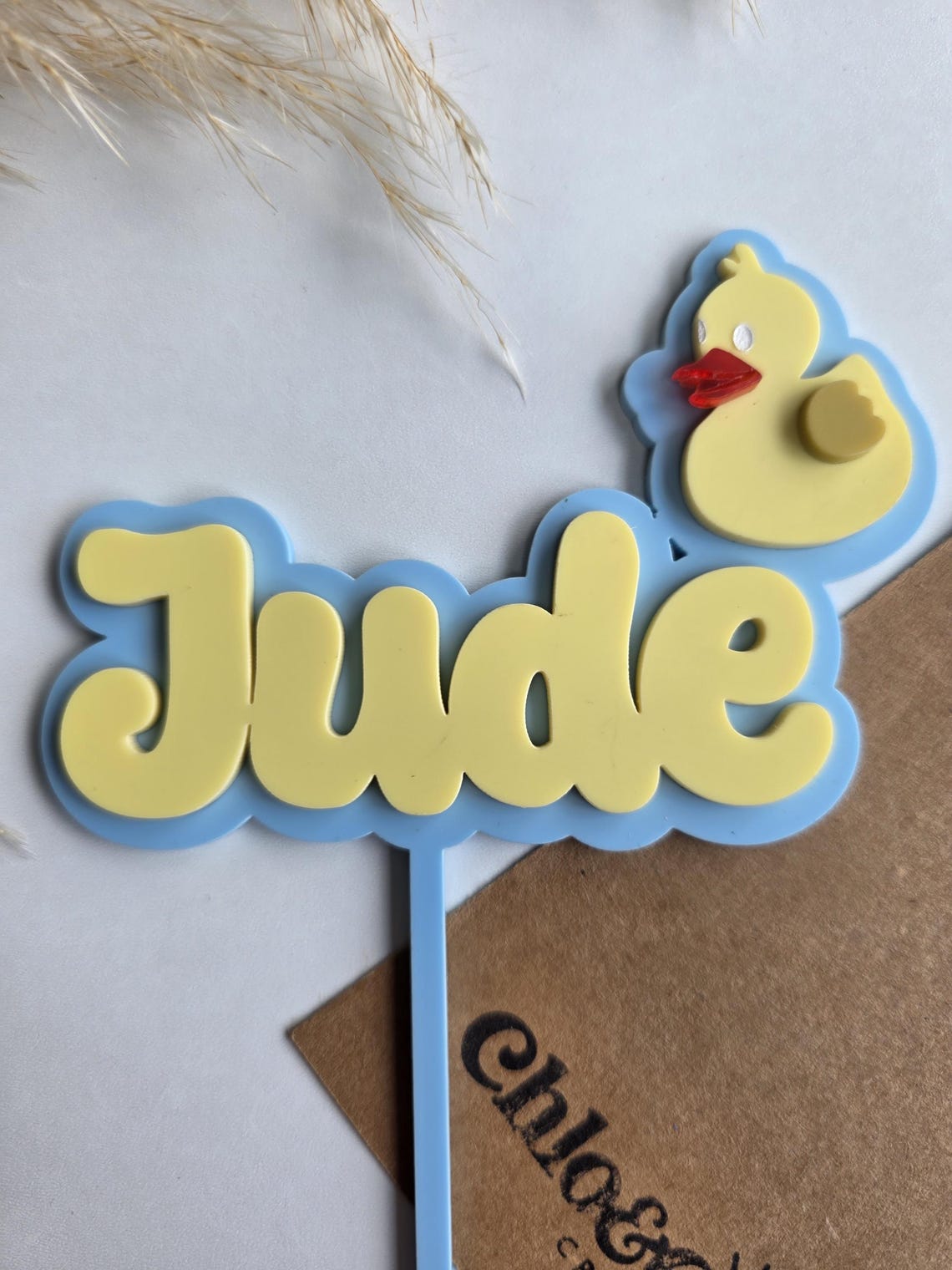 Acrylic Duck Cake Topper, Personalised First Birthday Cake Topper ...