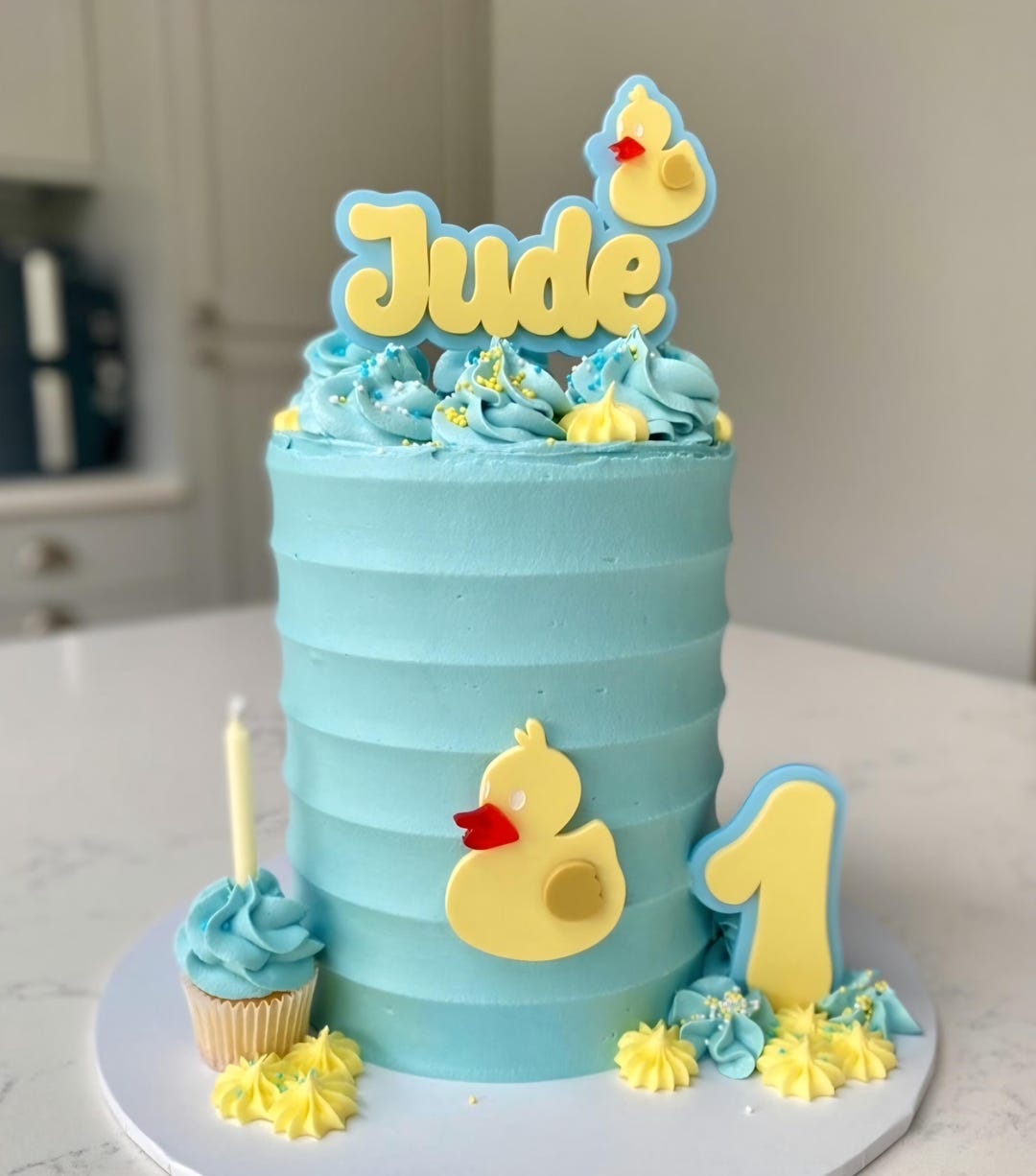 Acrylic Duck Cake Topper, Personalised First Birthday Cake Topper ...
