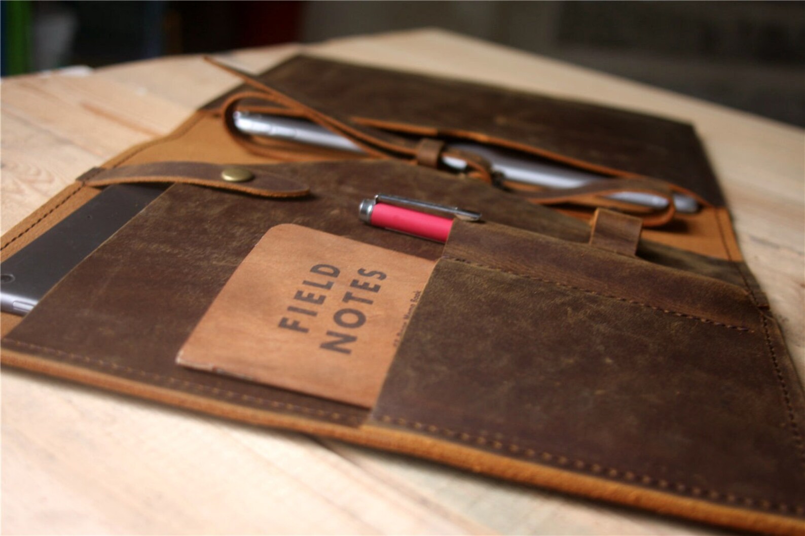 Custom Leather Portfolio Organizer Mens Leather Case Travel Etsy