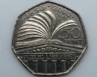 2000 Public Libraries 50p Fifty pence Coin Circulated Collectible Coin