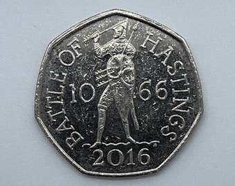 2016 Battle of Hastings 50p Fifty pence Coin Circulated Collectible Coin 50 pence Gift Collection, Sports Coin Commemorative 50p