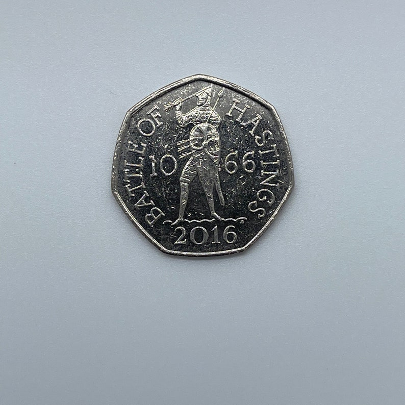 2016 Battle of Hastings 50p Fifty pence Coin Circulated Collectible Coin 50 pence Gift Collection, Sports Coin Commemorative 50p image 1
